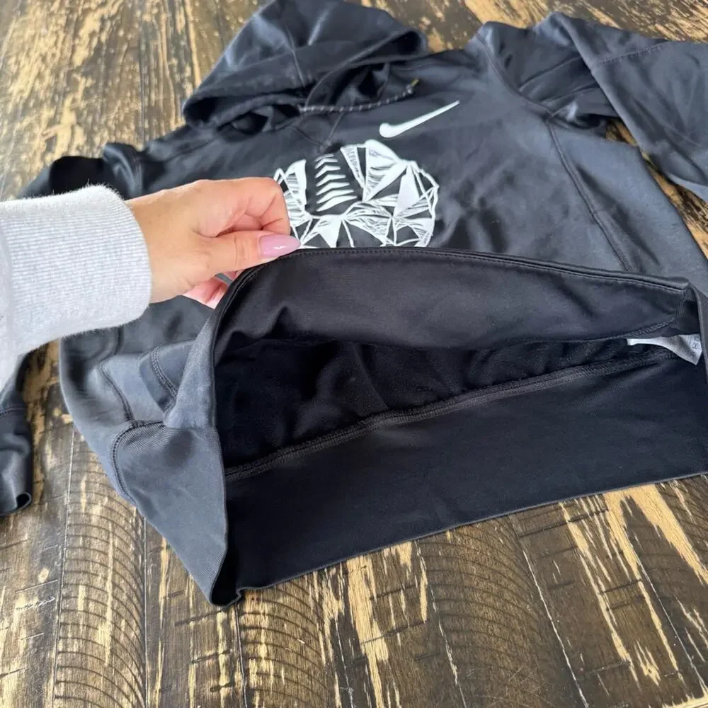 NIKE - FOOTBALL - Black Hoodie with Geometric Design - SMALL - Picture 9 of 16